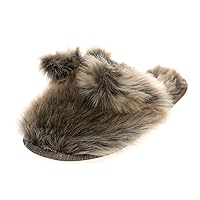 Millffy Womens Mens Dog Ears Bear Indoor Slippers Winter Warm Fluffy Slides Fuzzy Memory Foam House Bedroom Slippers