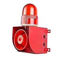 Alarm Siren Waterproof Volume Tone Adjustable 120dB Loud Horn 25W Outdoor Security Button Siren with LED Strobe Light SLA-01H DC12V