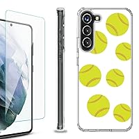 Shockproof Bumper Phone Case Compatible with Samsung Galaxy S23 5G, with Tempered Glass Screen Protector - Softball Seven