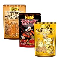 [Official Gilim HBAF] Korean Seasoned Almonds 3 Flavor Gift Party Pack Mix (Hot Buldak Spicy, 1 x 190g, Honey Butter, 1 x 190g, Caramel Pretzel 1 x 190g)
