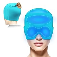 Migraine Ice Head Wrap with Gel Top Coverage, Headache Relief Hat for Migraine Sinus Tension Stress Pain Relief, Migraine Anxiety Relief Cap ice Gel Packs Hot Cold Compress Headache Relief Cap (Green)
