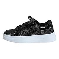 Women's Glitter Tennis Sneakers Dressy Sparkly Sneakers Rhinestone Bling Wedding Bridal Shoes Shiny Sequin Shoes