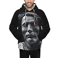 Mads Mikkelsen Hoodie Mens Novelty Cool Pattern Pullover Sweatshirts Workout Tops Hoody With Pockets