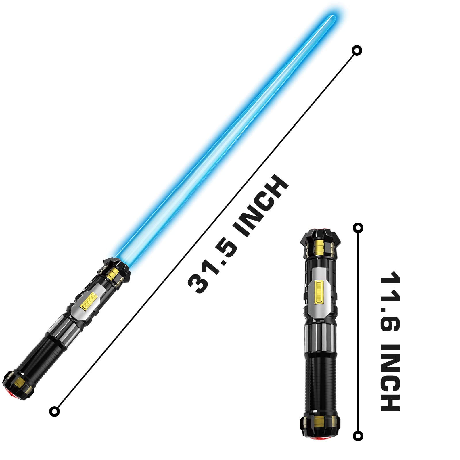 4 Pack Light up Saber with FX Sound (on-Off Control) and Full Retractable Handle, 4 Colors LED Glow in The Dark Sword Toy for Kids Adult