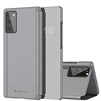 Punkcase Note 20 Reflector Case Protective Flip Cover W/Scratch Resistant Translucent Mirror Front & Non-Slip PU Leather Back Integrated Kickstand for Galaxy Note20 5G (6.7