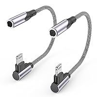 [Apple MFi Certified] 90 Degree Lightning to 3.5 mm Headphone Jack Adapter, 2 Pack iPhone Headphones Adapter Aux Dongle Adaptor Earphone Audio Coverter for iPhone 14 13 12 11 Pro Max XS XR X 8 7, iPad