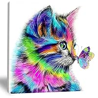 ZYCH Oil painting animal cat pro butterfly Canvas wall art modern art work home decoration painting 20x24inch (50x60cm)