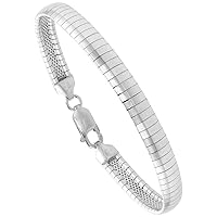 Sterling Silver 6mm Omega Bracelet for Women Soft Bangle Nickel Free Italy 1/4 inch wide 7 inch