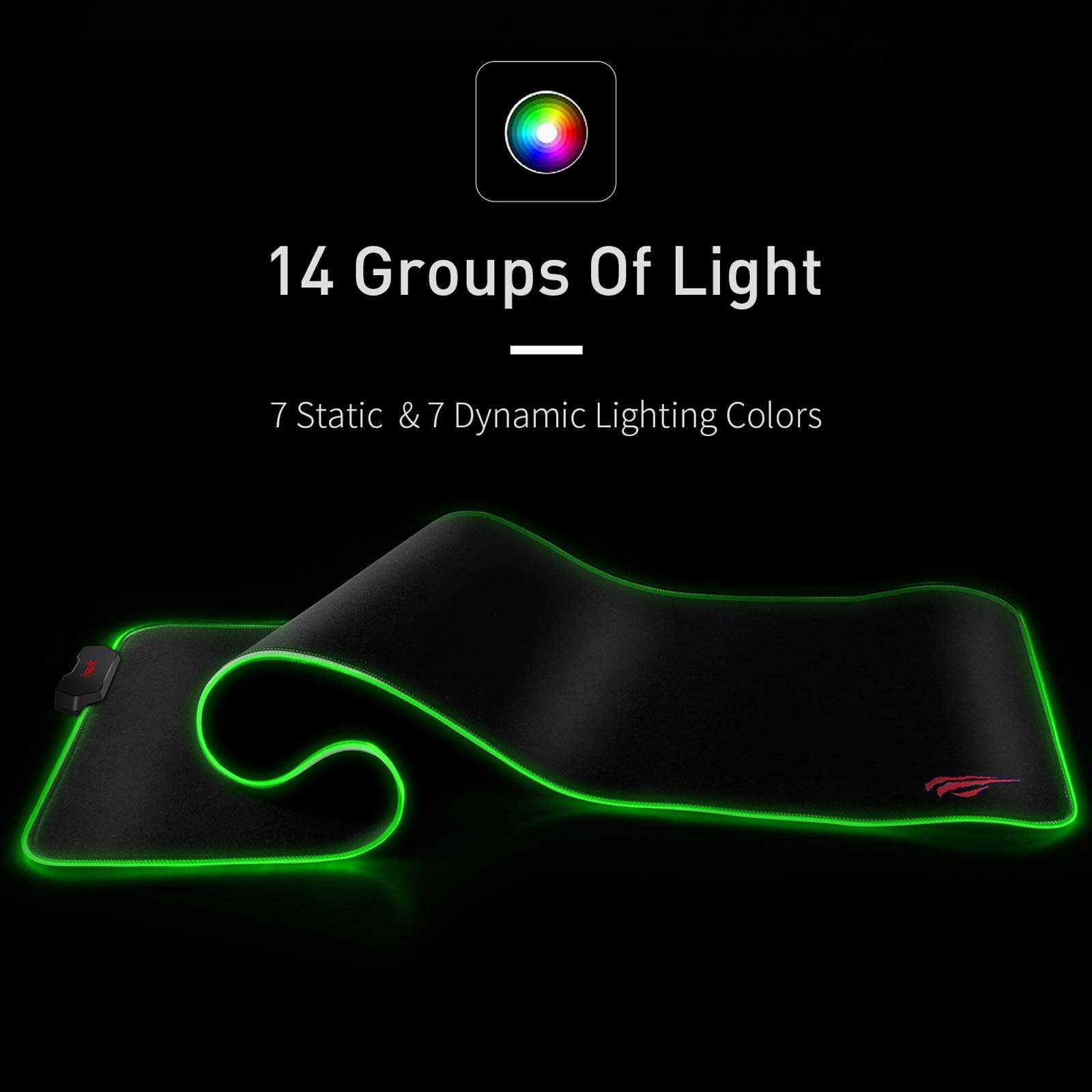 havit RGB Gaming Mouse Pad Soft Non-Slip Rubber Base Mouse Mat for Laptop Computer PC Games (27.5 X 11.2 X 0.11 inches, Black)