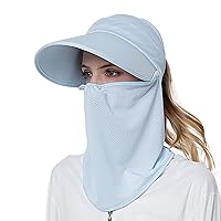 Women Sun Visor Hats, Wide Brim UV Protection Sun Visor Cap with Ponytail Hole & Removeable Flap Outdoor UPF 50+