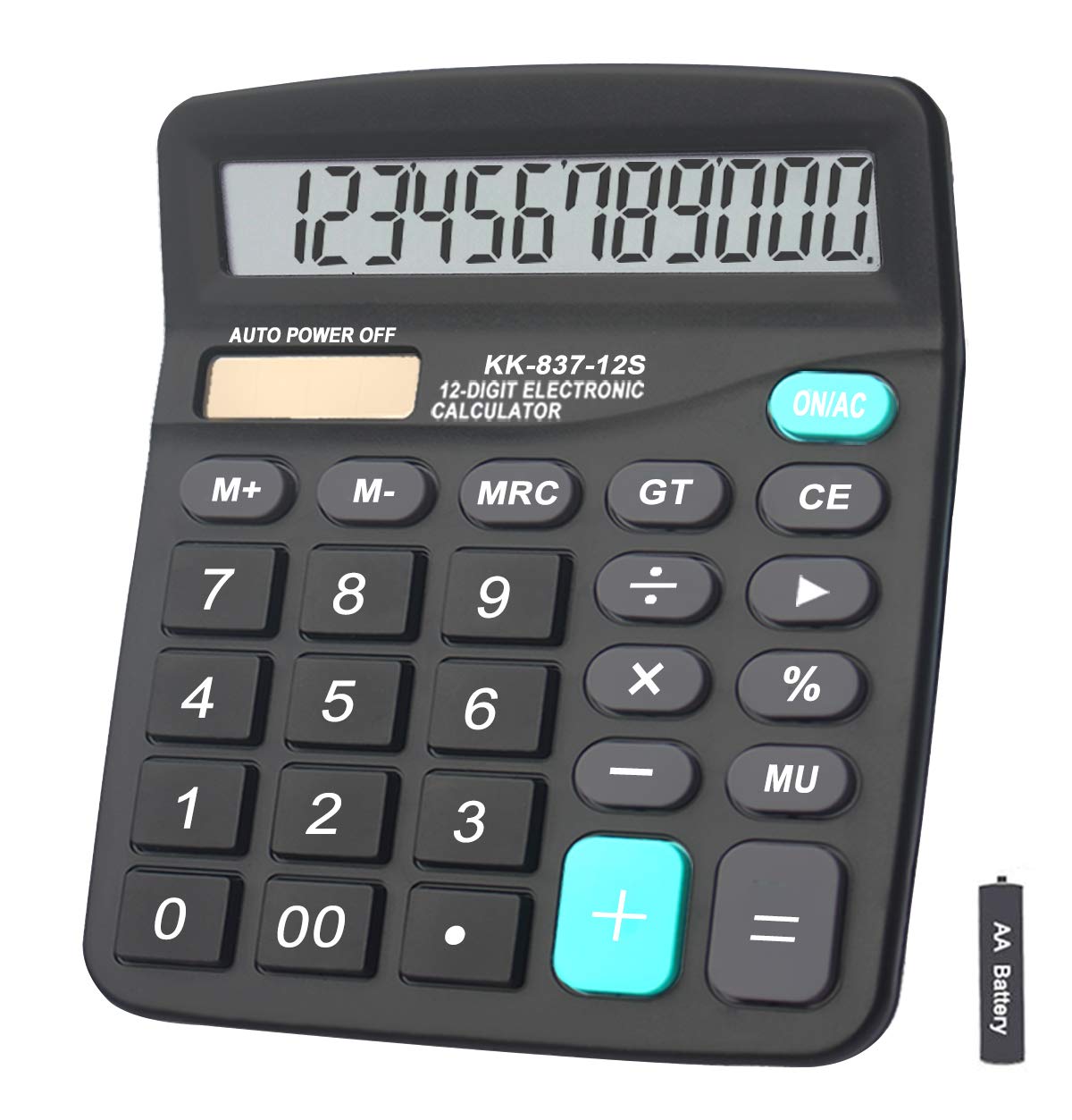 Calculators, BESTWYA 12-Digit Dual Power Handheld Desktop Calculator with Large LCD Display Big Sensitive Button (Black, Pack of 1)