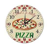Funny Pizza Wall Clock 10 Inch Modern PVC Round Wall Clock Non-Ticking Battery Operated Silent Movement Wall Clock for School, Home, Restaurant, 113401