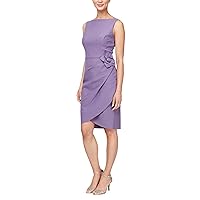 Alex Evenings Women's Slimming Short Ruched Cocktail Dress with Ruffle (Petite and Regular Sizes)