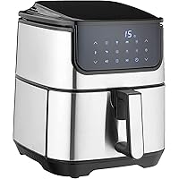 GoWISE USA 7-Quart Air Fryer & Dehydrator Max Steel XL- with Touchscreen Display with Stackable Dehydrating Racks with Preheat & Mute Functions + 100 Recipes (Stainless Steel)