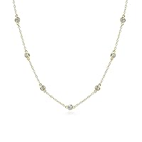 925 Sterling Silver Bezel Cubic Zirconia By Yard Necklace for Women Hypoallergenic Jewelry