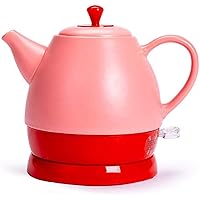 Kettles,Ceramic Kettle Cordless Water Teapot, Teapot-Retro 1L Jug, 1350W Water Fast for Tea, Coffee, Soup, Oatmeal-Removable Base, Automatic Power Off,Boil Dry Protection/Red/a
