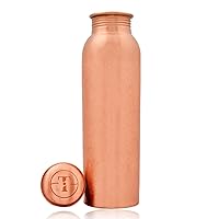 Pure Copper Water Bottle - Indian Handmade Ayurveda Healing Benefit Water Bottle for Drinking, Travel, Hiking, Gym, Office, Outdoor - Normal Finish - 950 ML