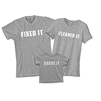 Broke It Cleaned It Fixed It | Mom Dad Child Matching Family Shirts Set