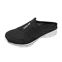Men's Open Back Sneaker Clogs Knit Mules Shoes Lightweight Breathable Slippers