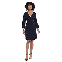 Donna Morgan Women's Long Sleeve V-Neck Dress