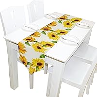 Table Runner Home Decor, Stylish Watercolor Yellow Sunflower Table Cloth Runner Coffee Mat for Wedding Party Banquet Decoration 13 x 90 inches