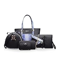 Nicole & Doris Women's Handbag, 6-Piece Set, Tote Bag, Shoulder Bag, Messenger Bag, Wallet, Card Case, Clutch Bag, Popular, Commuting to Work, Birthday Gift, Handbag, PU Leather