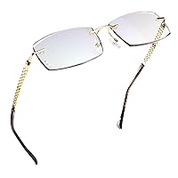 LifeArt Blue Light Blocking Glasses, Computer Reading Glasses, Anti Blue Rays, Reduce Eyestrain, Rimless Frame Tinted Lens with diamond, Stylish for Men and Women (No Magnification)