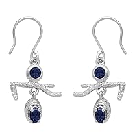 0.25 CT Dancing Girl Hook Dangle Earrings 925 Sterling Silver Rhodium Plated Handmade Jewelry Gift for Women