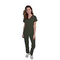 Green Town Scrubs for Women Scrub Set - V-Neck Top and Straight Leg Pant, 5 Pockets, Easy Care, Solids and Prints Uniforms