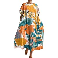 Clearance Summer Dresses for Women 2024 Trendy Plus Size Crewneck Short Sleeve Elegant Dress Going Out Dressy Casual Beach Sundress Sales Today Clearance(2-Orange,X-Large)