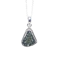 Natural Moldavite Sterling Silver Necklace