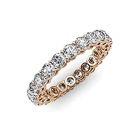 Round Lab Grown Diamond Side Gallery Shared Prong Women Eternity Ring Stackable 2.00 ctw-2.30 ctw 14K Gold
