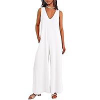 Pretty Garden Womens Casual Summer Overall Jumpsuits Sleeveless Tank V Neck Wide Leg Loose One Piece Romper