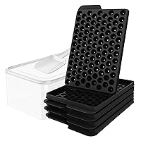 WIBIMEN Mini Ice Cube Trays, Upgraded Small 104x4 Ice Cube Tray for Chilling Drinks and Juices - Easy Release, Black Trays with Ice Bin and Scoop (4 Pack)