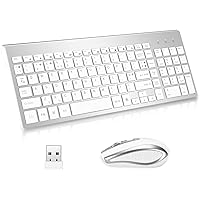 Wireless Keyboard and Mouse Combination, USB Ultra-Thin 2.4G Wireless Mouse, Compact Full-Size Digital Keyboard Laptop (Silvery White)