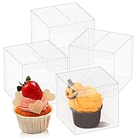 Oomcu 50 Pack Clear Plastic Favor Boxes,Transparent Macaron Cupcake Chocolate Candy Soap Gift Single Individual Packaging Boxes for Christmas Valentine Wedding Party (3