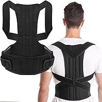 XS-5XL Plus Size Back Posture Corrector Women Men Full Back Support Belt Adjustable Waist Back Support Hunchback Correction Belt Improve Back Posture And Provide Lumbar Support ( Color : Black , Size