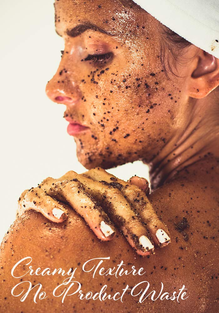 Deluge Coffee Scrub for Cellulite and Stretch Marks, Body Exfoliant and Hydrating Cellulite Treatment with Shea Butter, Coconut Oil and Dead Sea Salt Firms, Tones and Moisturizes Skin (10 oz)