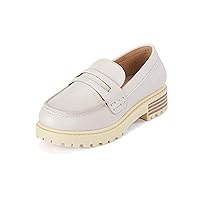 Coutgo Girls Slip On Penny Loafers Comfort Round Toe Platform School Uniform Dress Shoes