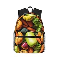 Various Vegetables And Fruit Backpack Fashion Printing Backpack Light Backpack Casual Backpack With Laptop Compartmen