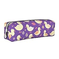 Duck Printed Pattern Pencil Case Pu Leather Cute Small Pencil Case Pencil Pouch Storage Bag With Zipper