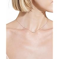 Sterling Silver Pearl Choker Necklace, Handmade with 3 Dainty Real Freshwater Pearl for Women or Girl (Rose Gold)