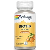 SOLARAY High Potency Biotin 1000 mcg | Natural Orange Juice Flavor | Healthy Hair, Skin & Nails Support | 100 Lozenges