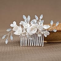 Bridal Wedding Crystal Hair Comb, Handmade White Flower Rhinestone Hair Clips Bridal Headpiece Sparkly Crystal Hair Pin Side Combs Hair Accessorie for Women Girls (Type D)