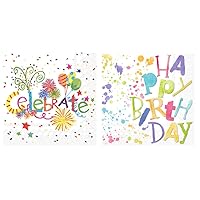 Boston International Bundle of 2 (20 ct) Happy Birthday Celebration Themed Paper Cocktail Napkins