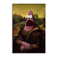 Funny Mona Lisa Patrick Star Cartoon Poster Decorative Painting Canvas Wall Art Living Room Posters Bedroom Painting 16x24inch(40x60cm)