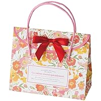 HEADS RAF-F4P Paper Bag 7.1 x 5.9 x 3.1 inches (18 x 15 x 8 cm), Horizontal Bottom Gusset, Double-Sided Design, Comes with Satin Ribbon, Double-Sided Seal, Pink, 20 Pieces, Petite Gift