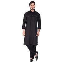 Elina fashion Men's Tunic Cotton Pathani Style Set Indian Pakistani Traditional Wear