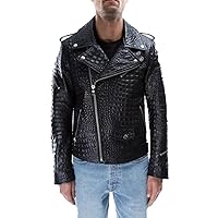 Genuine Alligator Crocodile premium leather skin jacket for men, real motorcycle bikers leather Men's Jacket