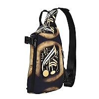 Music 1 Print Crossbody Backpack Casual Adjustable Bag Multifunctional Sling Backpack